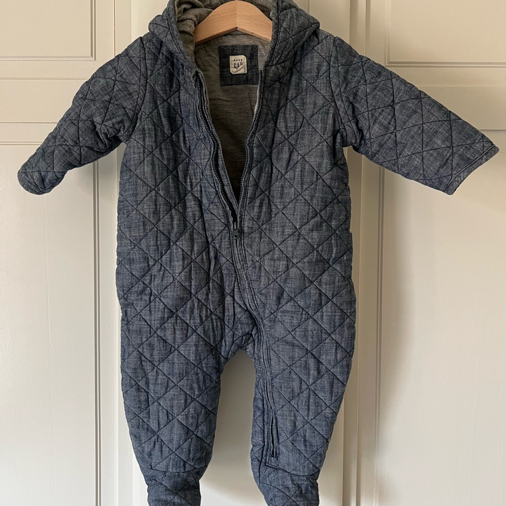 GAP Baby Bunting Cotton Quilted Chambray